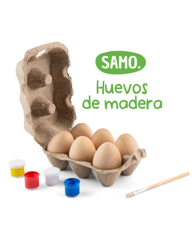 Huevos de madera x6 para jugar