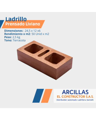 Ladrillo Prensado Liviano 6 cm Terracota