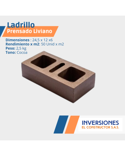 Ladrillo Prensado Liviano 6 cm Cocoa H