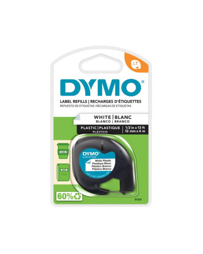 Cinta Dymo Letratag en plástico color blanco
