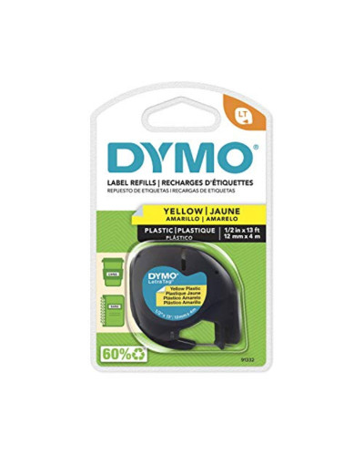 Cinta Dymo Letratag en plástico color amarillo
