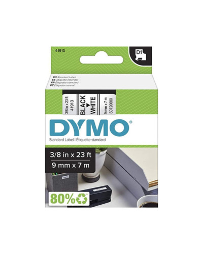 Cinta Dymo D1 en plástico de 9 mm color blanco