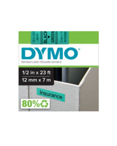 Cinta Dymo D1 en plástico de 12 mm color verde