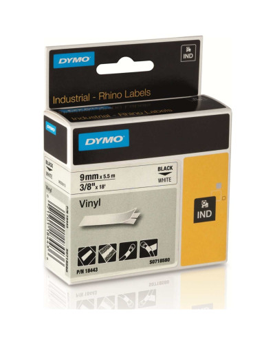 Cinta Dymo Rhino en vinilo de 9mm fondo blanco