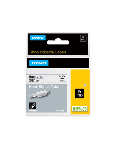 Cinta Dymo Rhino termoencogible de 9 mm blanca