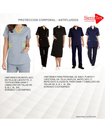 Conjunto en antifluido, cafeteria, servicios generales y personal planta