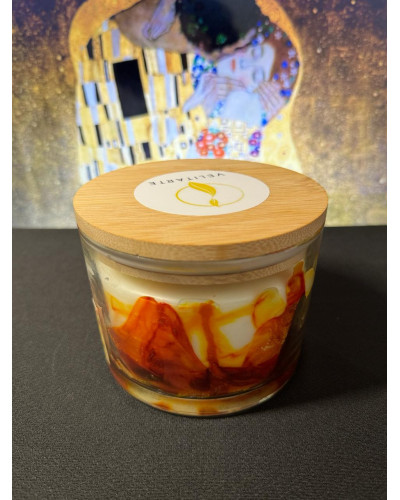 Vela homenaje romance dorado 350 ml fragancia bergamota, jengibre y canela