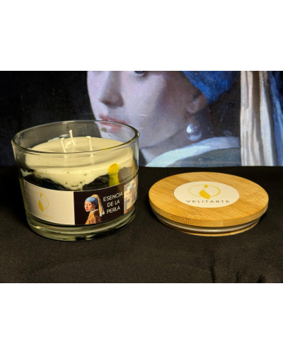 Vela homenaje esencia de la perla 350 ml fragancia manzanilla, mandarina y jengibre
