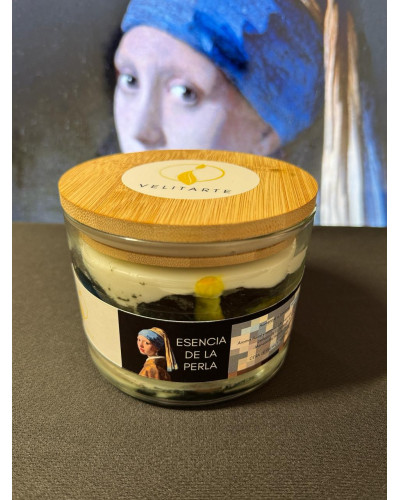 Vela homenaje esencia de la perla 350 ml fragancia manzanilla, mandarina y jengibre