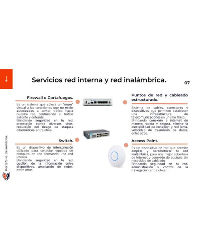 Servicios red interna y red inalámbrica.