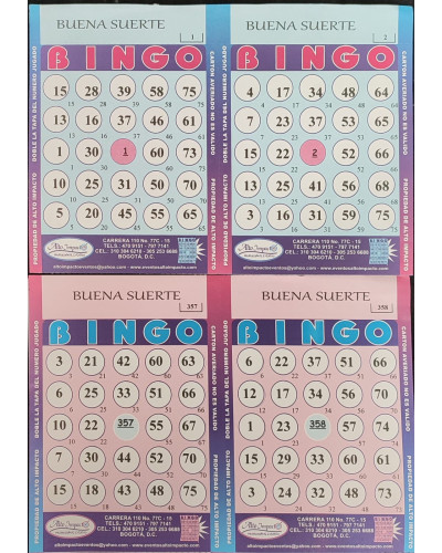 CARTONES DE BINGO