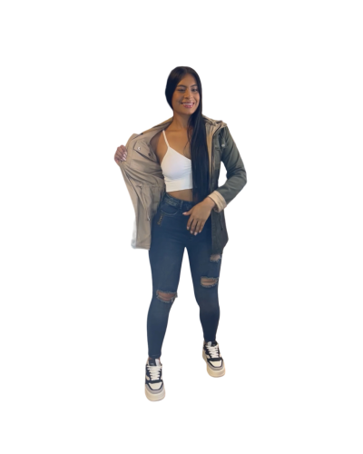 Chaqueta Parka Doble Beige/Verde