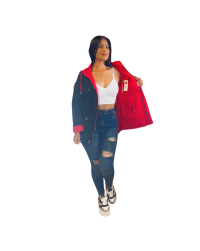 Chaqueta Parka Doble Rojo/Negro