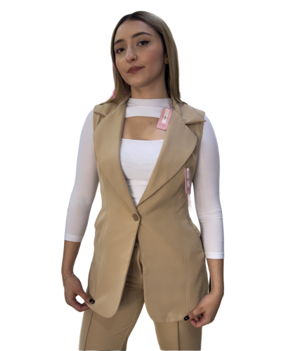 Chaleco Vestido Largo Beige